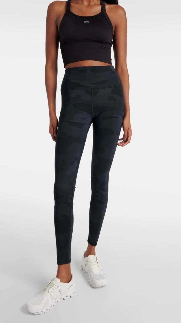 Alo High-Waisted Camo Vapor Compression Legging Pants Black Green XS
